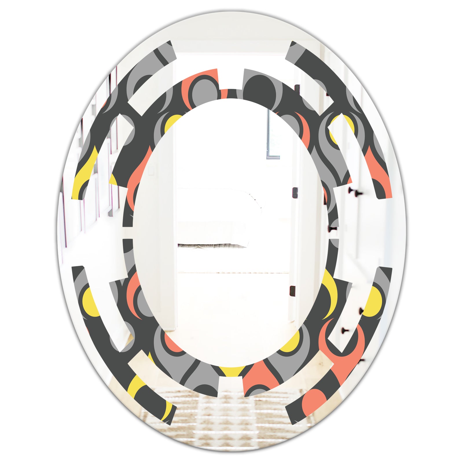 Retro Abstract Drops I - Modern Round or Oval Wall Mirror - Space