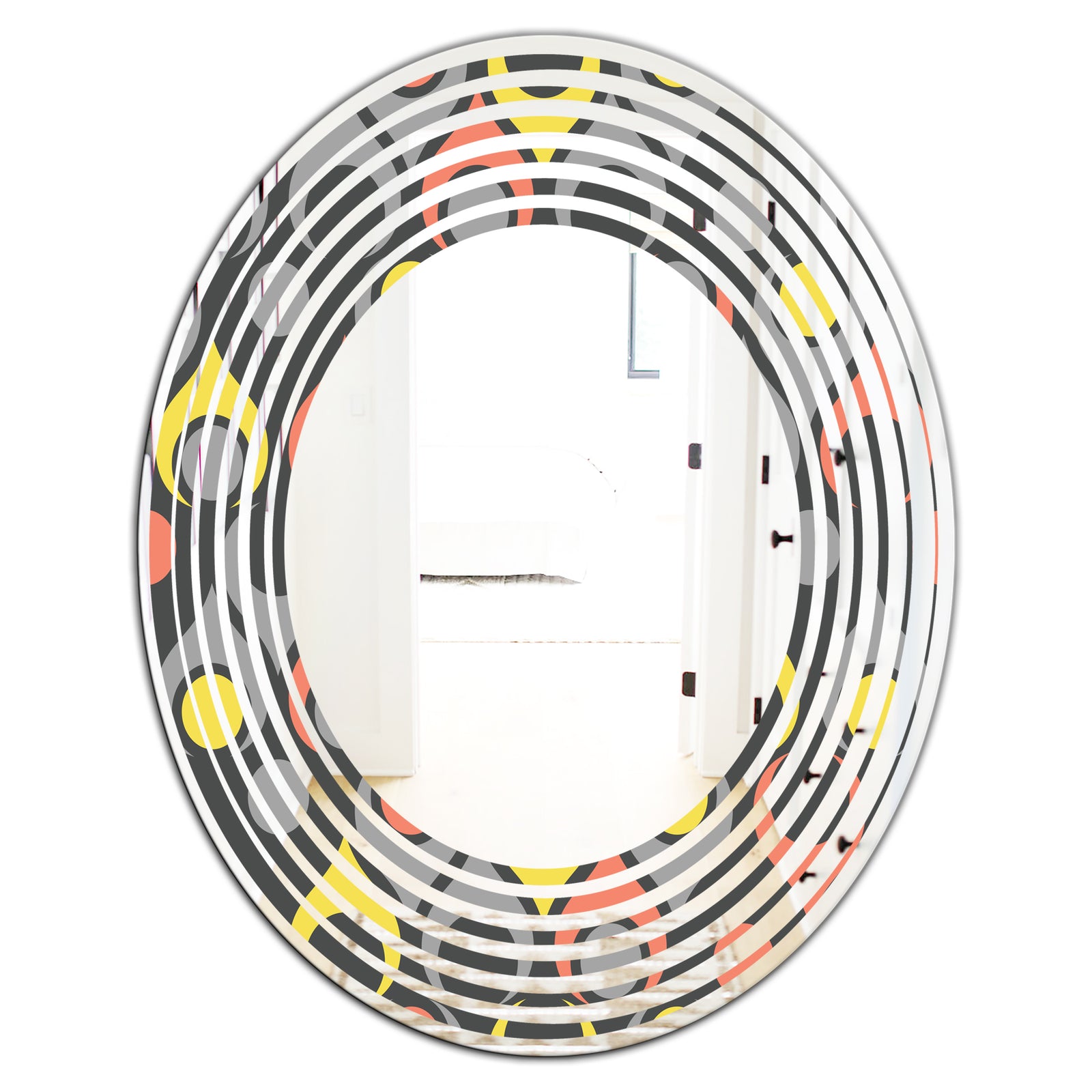 Retro Abstract Drops I - Modern Round or Oval Wall Mirror - Wave
