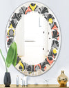 Retro Abstract Drops I - Modern Round or Oval Wall Mirror - Leaves