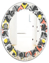 Retro Abstract Drops I - Modern Round or Oval Wall Mirror - Leaves