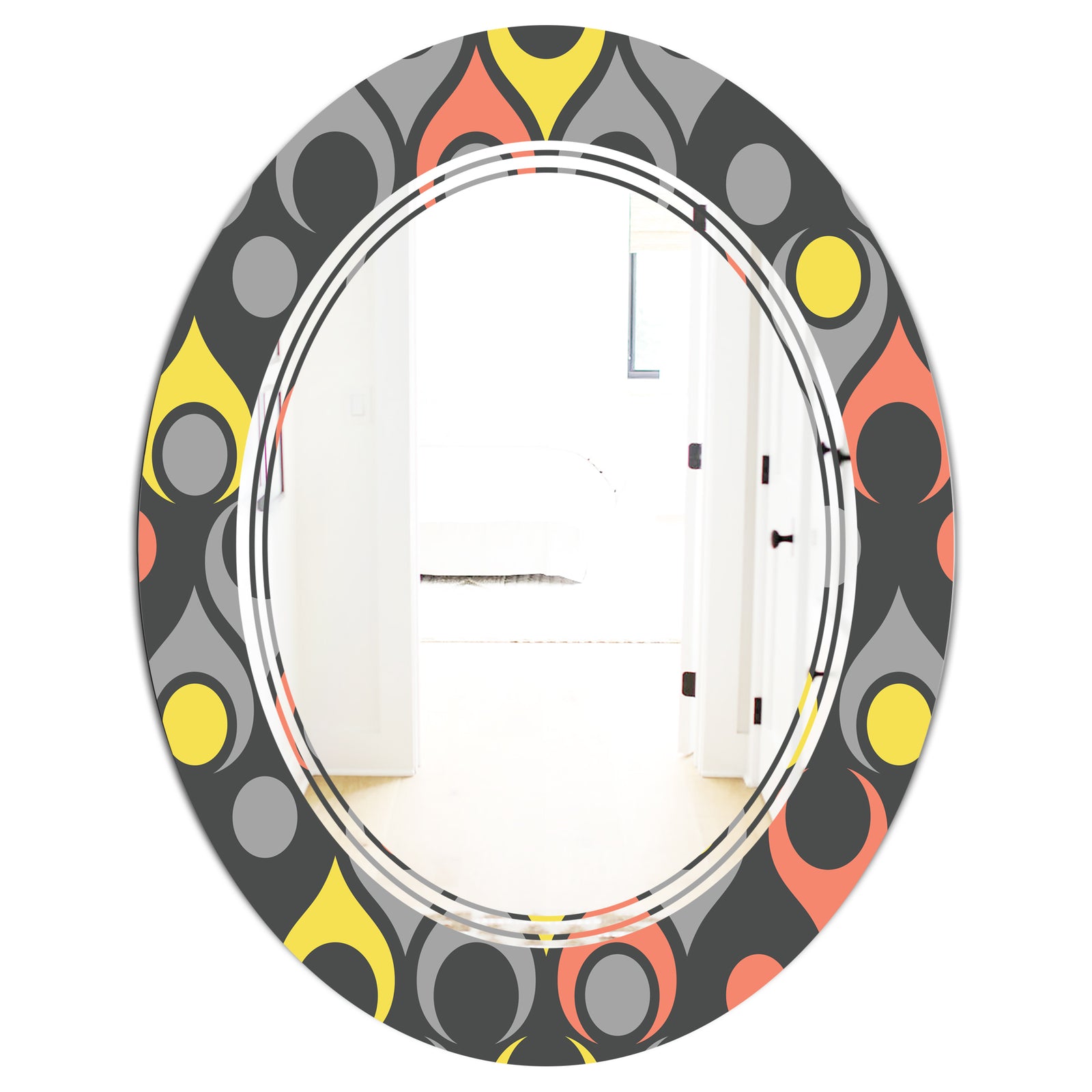 Retro Abstract Drops I - Modern Round or Oval Wall Mirror - Triple C