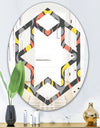 Retro Abstract Drops I - Modern Round or Oval Wall Mirror - Hexagon Star