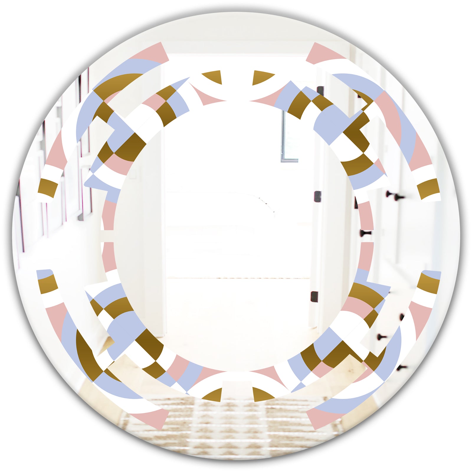 Circular geometric shapes pattern - Modern Round or Oval Wall Mirror - Space