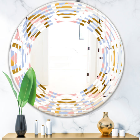 Circular geometric shapes pattern - Modern Round or Oval Wall Mirror - Wave