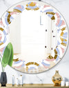 Circular geometric shapes pattern - Modern Round or Oval Wall Mirror - Leaves
