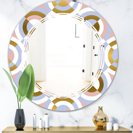 Circular geometric shapes pattern - Modern Round or Oval Wall Mirror - Triple C
