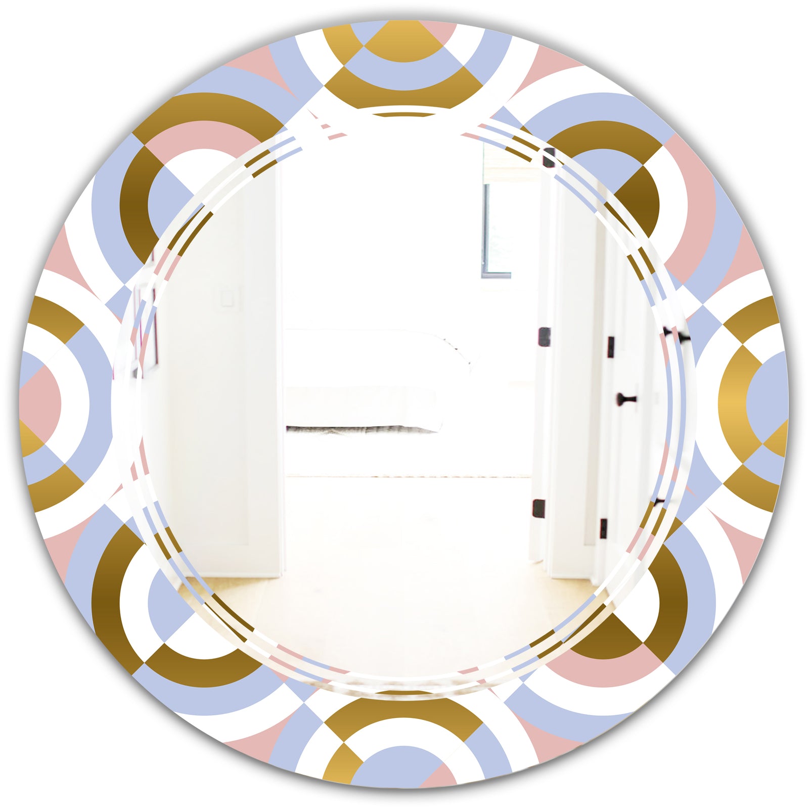 Circular geometric shapes pattern - Modern Round or Oval Wall Mirror - Triple C