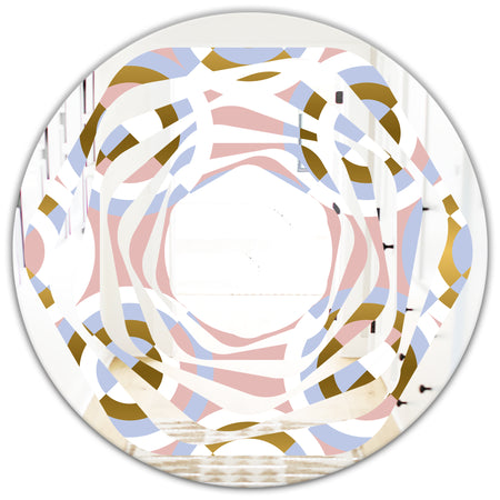 Circular geometric shapes pattern - Modern Round or Oval Wall Mirror - Whirl