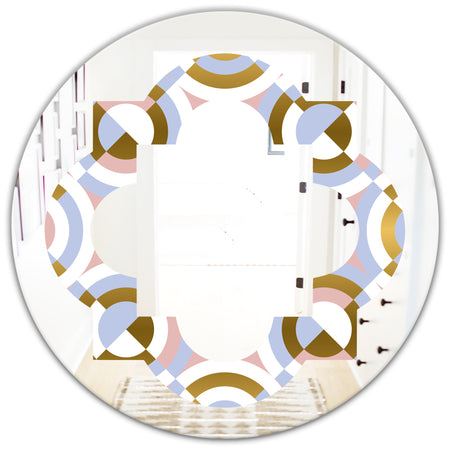 Circular geometric shapes pattern - Modern Round or Oval Wall Mirror - Quatrefoil
