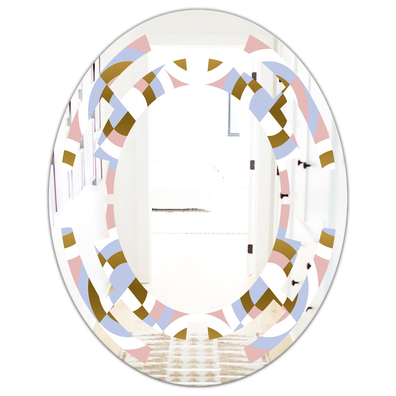 Circular geometric shapes pattern - Modern Round or Oval Wall Mirror - Space