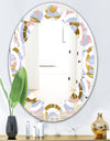 Circular geometric shapes pattern - Modern Round or Oval Wall Mirror - Leaves