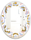 Circular geometric shapes pattern - Modern Round or Oval Wall Mirror - Leaves
