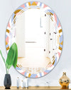 Circular geometric shapes pattern - Modern Round or Oval Wall Mirror - Triple C