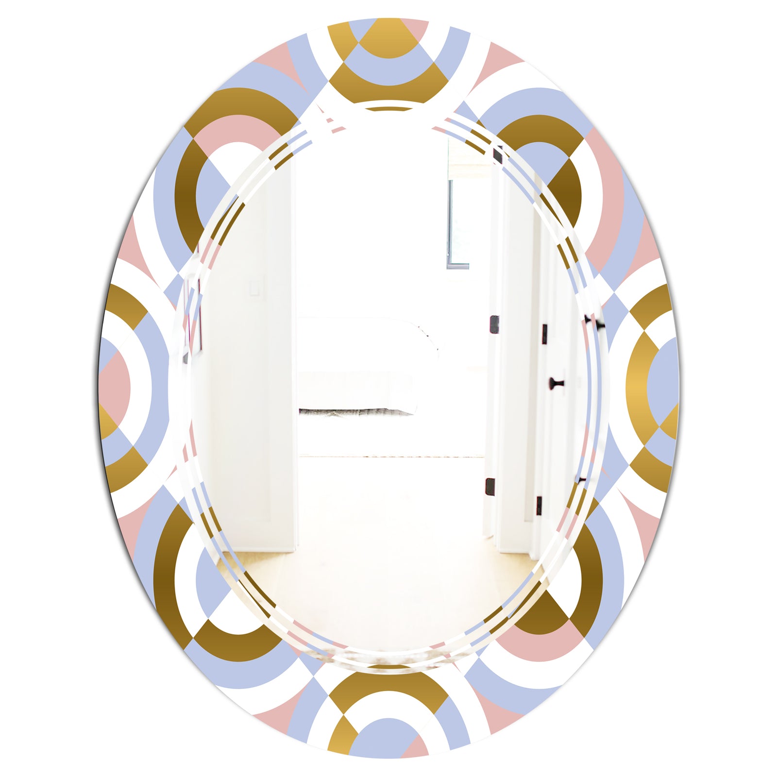 Circular geometric shapes pattern - Modern Round or Oval Wall Mirror - Triple C