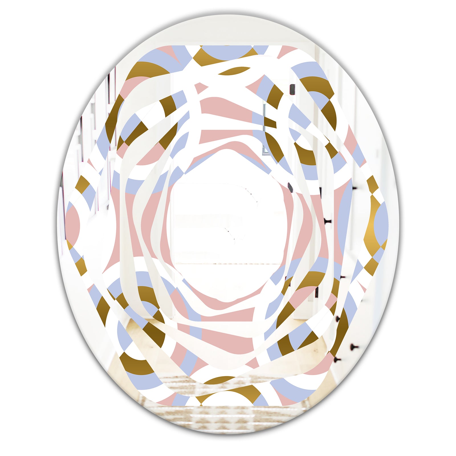 Circular geometric shapes pattern - Modern Round or Oval Wall Mirror - Whirl