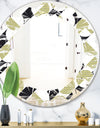Circular Abstract Retro Geometric II - Modern Round or Oval Wall Mirror - Leaves