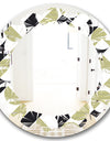 Circular Abstract Retro Geometric II - Modern Round or Oval Wall Mirror - Leaves