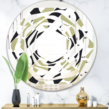 Circular Abstract Retro Geometric II - Modern Round or Oval Wall Mirror - Whirl
