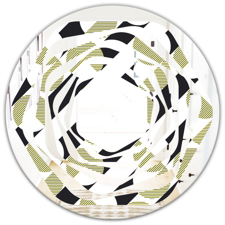 Circular Abstract Retro Geometric II - Modern Round or Oval Wall Mirror - Whirl