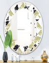 Circular Abstract Retro Geometric II - Modern Round or Oval Wall Mirror - Leaves