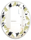 Circular Abstract Retro Geometric II - Modern Round or Oval Wall Mirror - Leaves