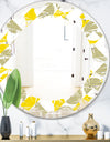 Abstract Retro Geometric II - Modern Round or Oval Wall Mirror - Leaves