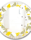 Abstract Retro Geometric II - Modern Round or Oval Wall Mirror - Leaves