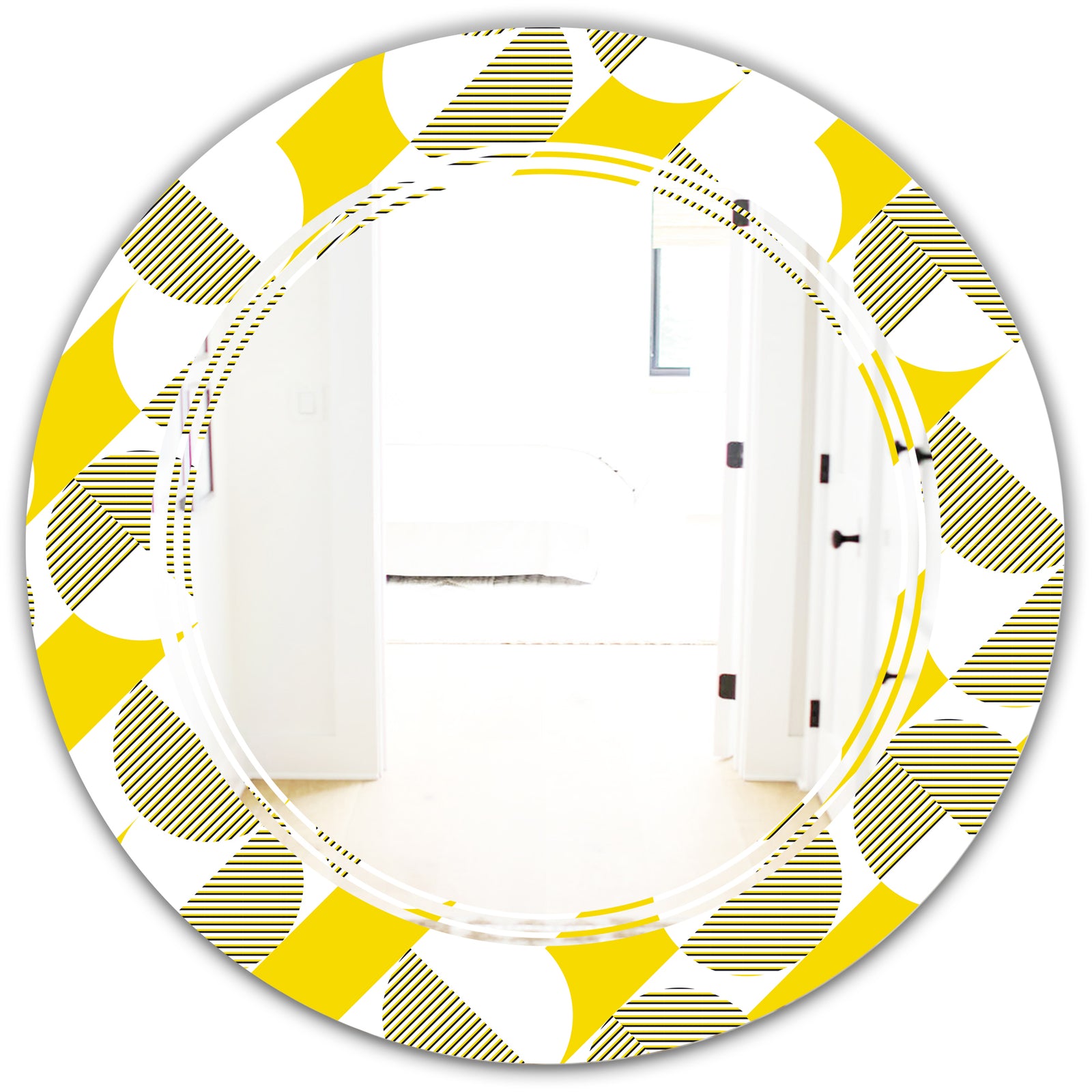 Abstract Retro Geometric II - Modern Round or Oval Wall Mirror - Triple C