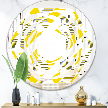Abstract Retro Geometric II - Modern Round or Oval Wall Mirror - Whirl