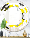 Circular Abstract Retro Geometric I - Modern Round or Oval Wall Mirror - Space
