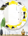 Circular Abstract Retro Geometric I - Modern Round or Oval Wall Mirror - Leaves