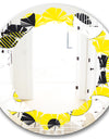 Circular Abstract Retro Geometric I - Modern Round or Oval Wall Mirror - Leaves
