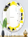 Circular Abstract Retro Geometric I - Modern Round or Oval Wall Mirror - Leaves