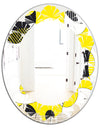 Circular Abstract Retro Geometric I - Modern Round or Oval Wall Mirror - Leaves