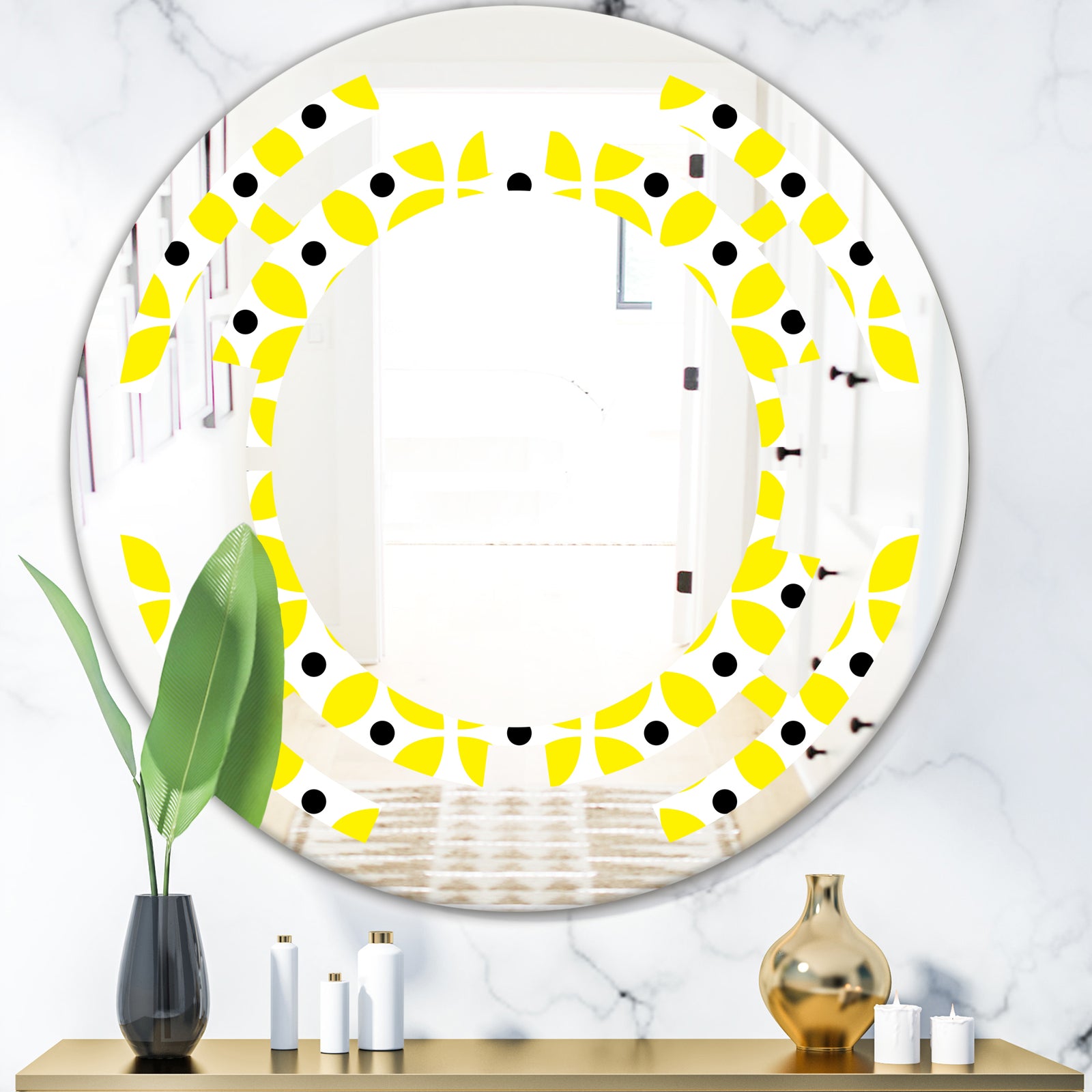 Retro Geometric Design I - Modern Round or Oval Wall Mirror - Space