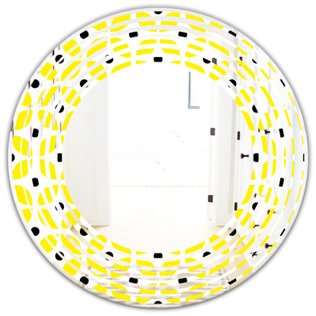 Retro Geometric Design I - Modern Round or Oval Wall Mirror - Wave