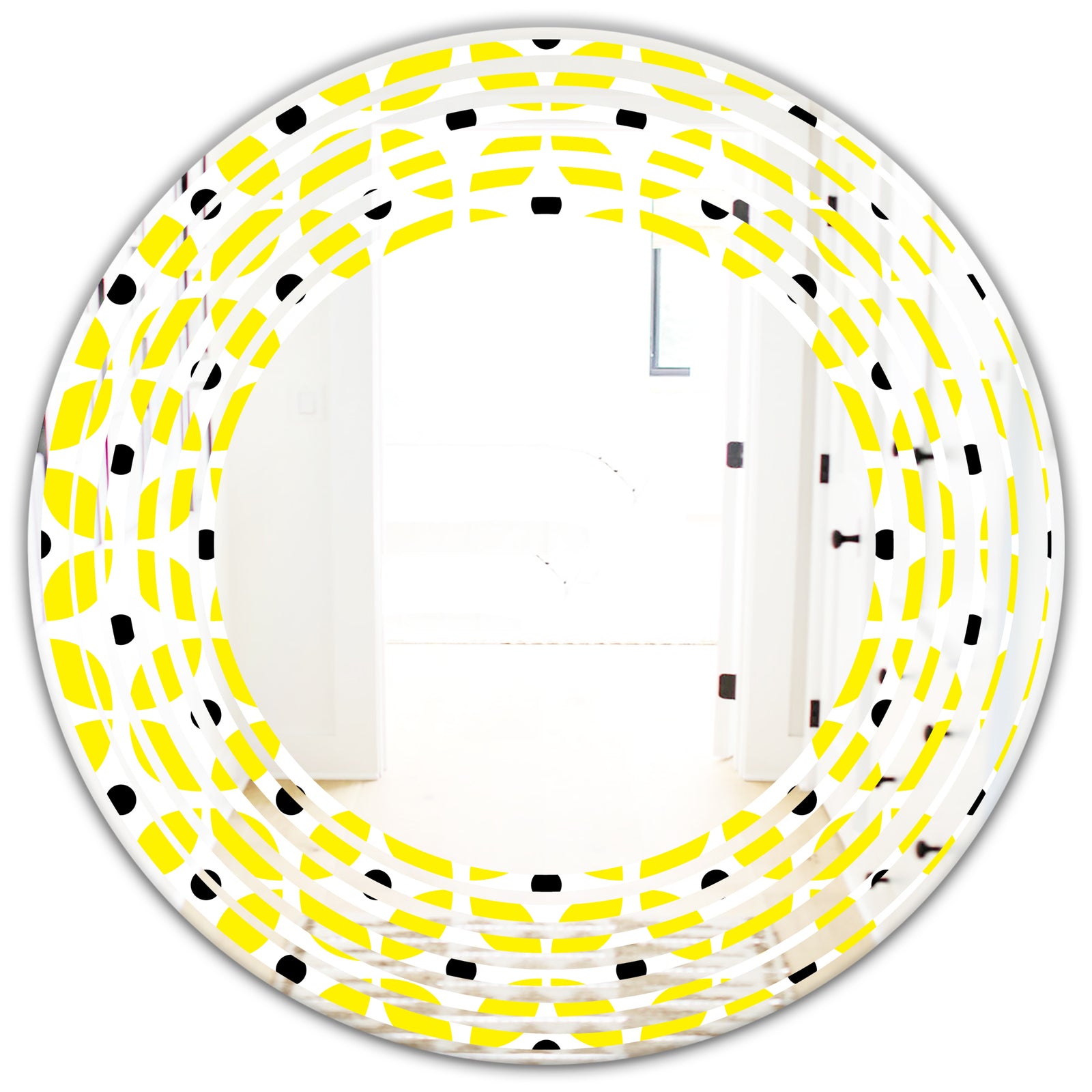 Retro Geometric Design I - Modern Round or Oval Wall Mirror - Wave