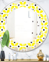 Retro Geometric Design I - Modern Round or Oval Wall Mirror - Leaves