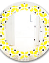Retro Geometric Design I - Modern Round or Oval Wall Mirror - Leaves