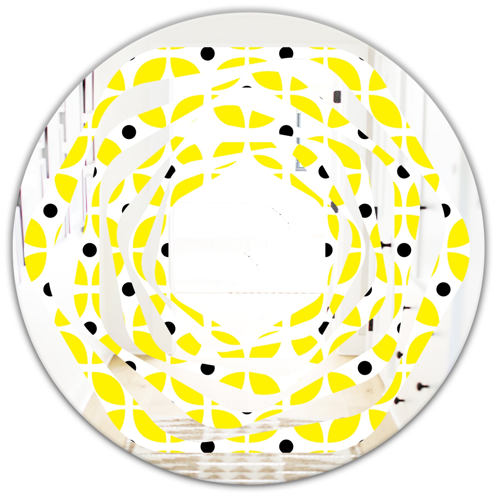 Retro Geometric Design I - Modern Round or Oval Wall Mirror - Whirl
