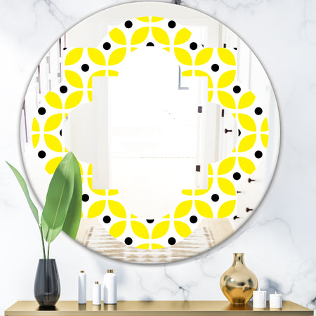 Retro Geometric Design I - Modern Round or Oval Wall Mirror - Quatrefoil