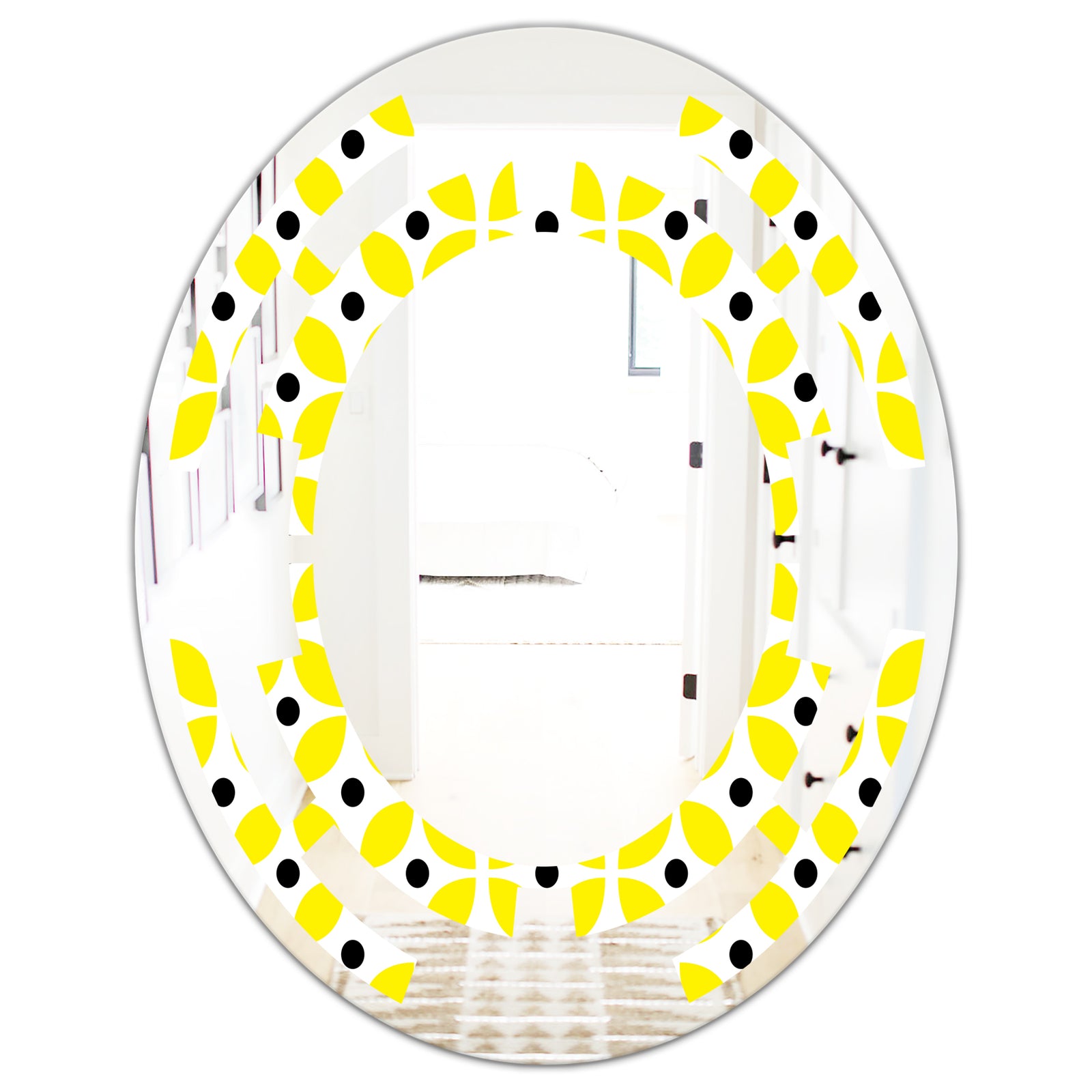Retro Geometric Design I - Modern Round or Oval Wall Mirror - Space