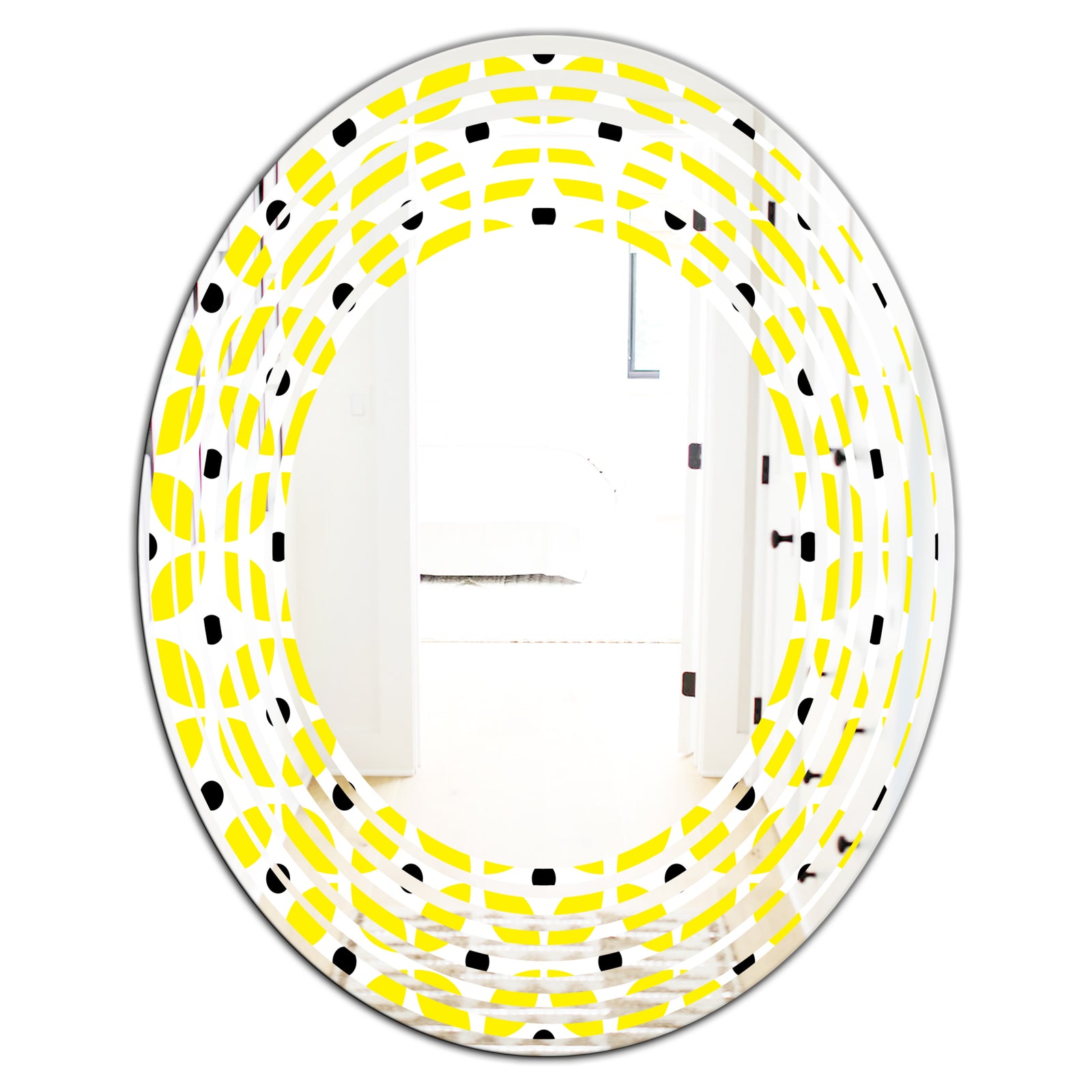 Retro Geometric Design I - Modern Round or Oval Wall Mirror - Wave
