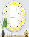 Retro Geometric Design I - Modern Round or Oval Wall Mirror - Leaves