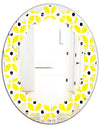 Retro Geometric Design I - Modern Round or Oval Wall Mirror - Leaves