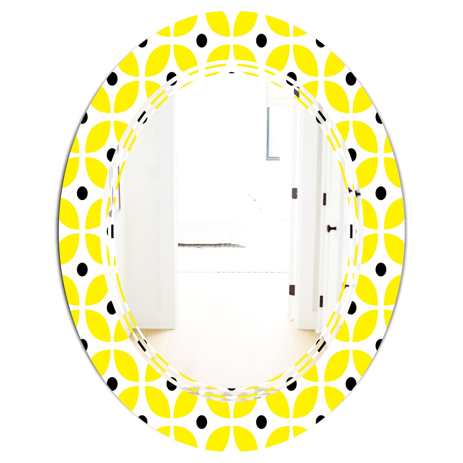 Retro Geometric Design I - Modern Round or Oval Wall Mirror - Triple C