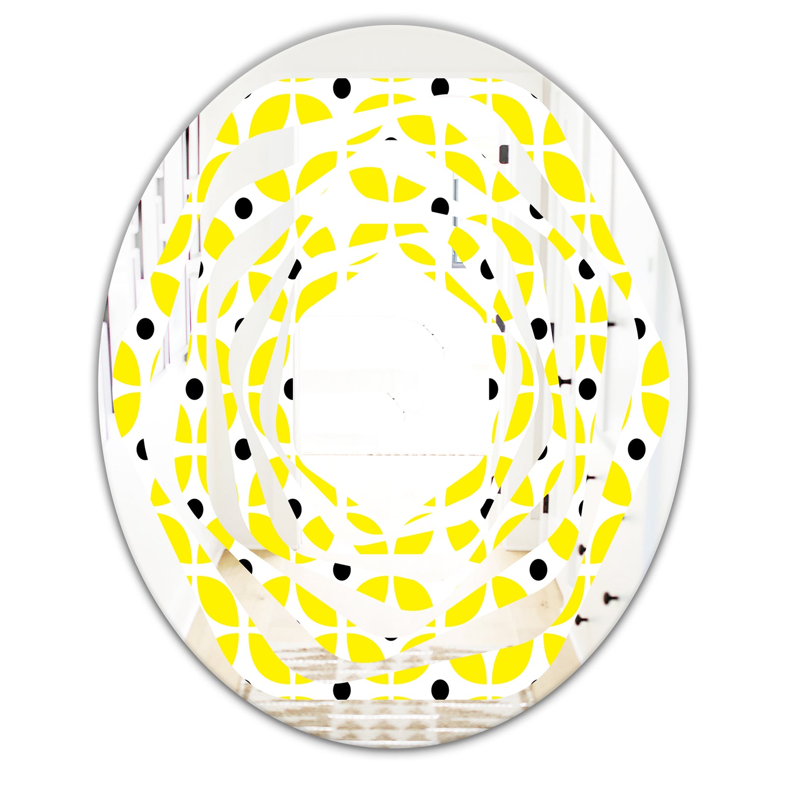Retro Geometric Design I - Modern Round or Oval Wall Mirror - Whirl