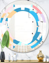 Retro Geometrical Abstract Pattern II - Modern Round or Oval Wall Mirror - Space