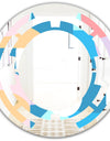 Retro Geometrical Abstract Pattern II - Modern Round or Oval Wall Mirror - Space