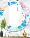 Retro Geometrical Abstract Pattern II - Modern Round or Oval Wall Mirror - Leaves
